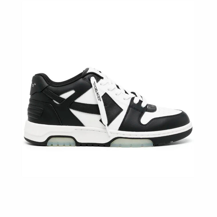 Off-White Out Of Office Sneakers Pelle Bianche e Nere Uomo
