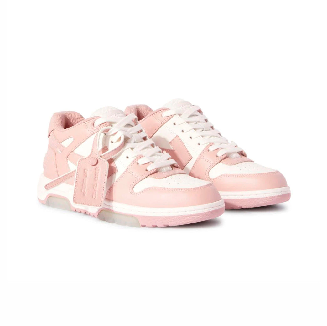 Off-White Out Of Office Sneakers Pelle Rosa e Bianca Uomo