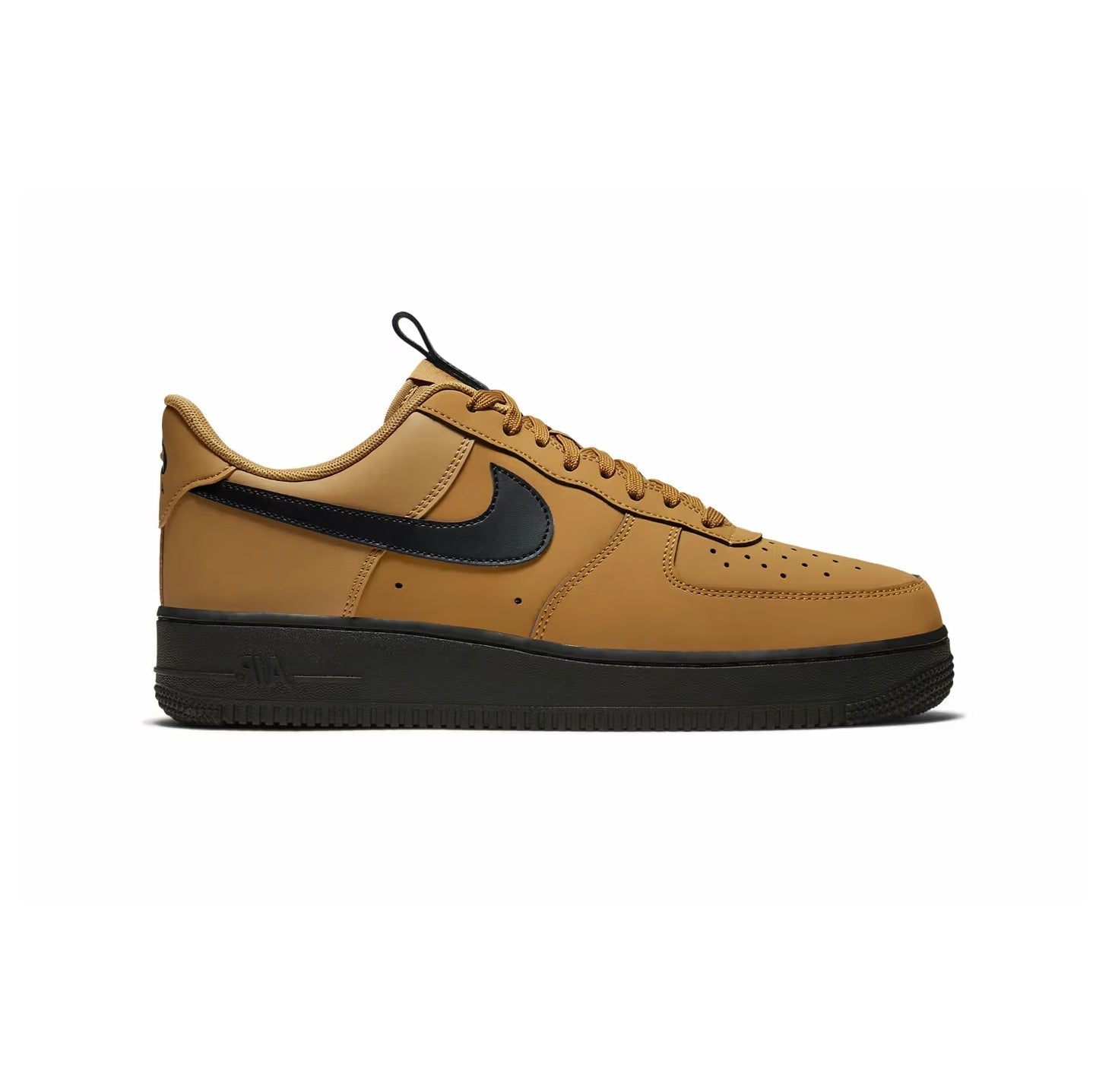 Nike Air Force 1 Low Marrone Wheat con Swoosh Nero