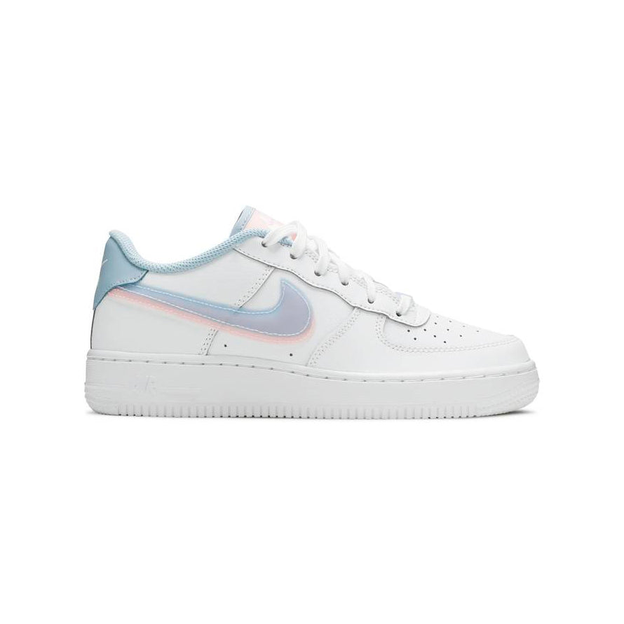 Nike Air Force 1 Low LV8 Bianco con Doppio Swoosh Azzurro e Rosa