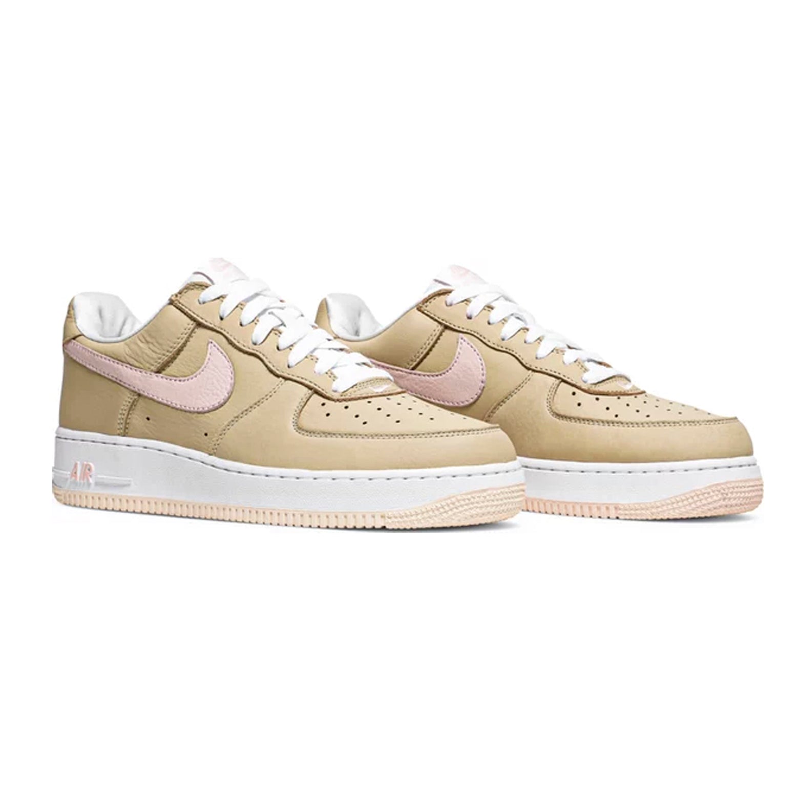 Nike Air Force 1 Low Beige Lino con Dettagli Rosa Pastello